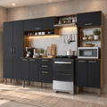 Armário de Cozinha Completa 305 cm Rustic/Preto Lille Madesa 02
