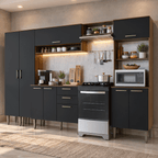 Armário de Cozinha Completa 305 cm Rustic/Preto Lille Madesa 02