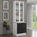Kit Balcão + Cristaleira 70 x 60 cm Branco/Preto Lux Madesa 01