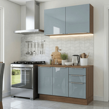 Armário de Cozinha Compacta 120 cm Rustic/Cinza Lux Madesa 01