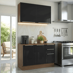 Armário de Cozinha Compacta 120 x 60 cm Rustic/Preto Lux Madesa 02