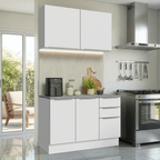 Armário de Cozinha Compacta 120 x 60 cm Branco/Branco Veludo Lux Madesa 02