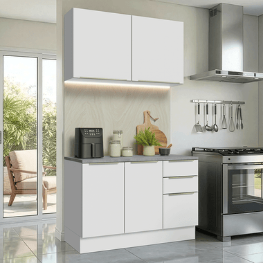 Armário de Cozinha Compacta 120 x 60 cm Branco/Branco Veludo Lux Madesa 02