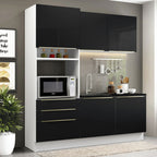 Armário de Cozinha Compacta 180 x 60 cm Branco/Preto Lux Madesa 01