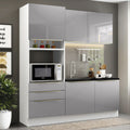 Armário de Cozinha Compacta 180 x 60 cm Branco/Cinza Lux Madesa 01
