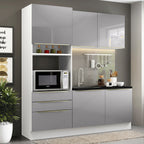 Armário de Cozinha Compacta 180 x 60 cm Branco/Cinza Lux Madesa 01