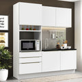 Armário de Cozinha Compacta 180 x 60 cm Branco/Branco Veludo Lux Madesa 01
