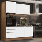 Armário de Cozinha Compacta 180 x 60 cm Rustic/Branco Veludo Lux Madesa 01