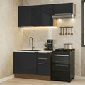 Armário de Cozinha Compacta 180 x 60 cm Rustic/Preto Lux Madesa 03