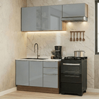Armário de Cozinha Compacta 180 x 60 cm Rustic/Cinza Lux Madesa 03