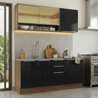 Armário de Cozinha Compacta 180 x 60 cm Rustic/Preto Lux Madesa 05