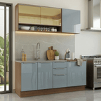 Armário de Cozinha Compacta 180 x 60 cm Rustic/Cinza Lux Madesa 05