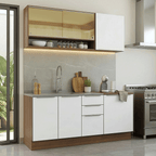 Armário de Cozinha Compacta 180 x 60 cm Rustic/Branco Veludo Lux Madesa 05