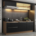 Armário de Cozinha Compacta 200 x 60 cm Rustic/Preto Lux Madesa 01