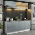 Armário de Cozinha Compacta 200 x 60 cm Branco/Cinza Lux Madesa 01