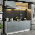 Armário de Cozinha Compacta 200 x 60 cm Branco/Cinza Lux Madesa 01