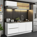 Armário de Cozinha Compacta 200 x 60 cm Branco Branco Veludo Lux Madesa 01