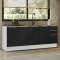 Armário de Cozinha Compacta 200 x 60 cm Branco/Preto Lux Madesa 06