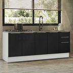 Armário de Cozinha Compacta 200 x 60 cm Branco/Preto Lux Madesa 06