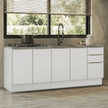 Armário de Cozinha Compacta 200 x 60 cm Branco/Branco Veludo Lux Madesa 06