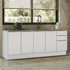 Armário de Cozinha Compacta 200 x 60 cm Branco/Branco Veludo Lux Madesa 06