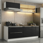 Armário de Cozinha Compacta 200 cm Branco/Preto Lux Madesa 07