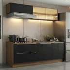 Armário de Cozinha Compacta 200 cm Rustic/Preto Lux Madesa 07