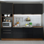 Armário de Cozinha Completa 240 x 60 cm Rustic/Preto Lux Madesa 03