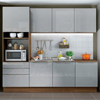 Armário de Cozinha Completa 240 x 60 cm Rustic/Cinza Lux Madesa 03