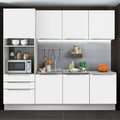 Armário de Cozinha Completa 240 x 60 cm Branco Branco Veludo Lux Madesa 03
