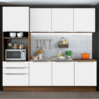 Armário de Cozinha Completa 240 x 60 cm Rustic Branco Veludo Lux Madesa 03