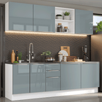 Armário de Cozinha Completa 240 x 60 cm Branco/Cinza Lux Madesa 05