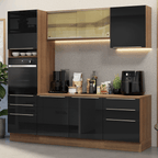Armário de Cozinha Completa 240 x 60 cm Rustic/Preto Lux Madesa 08