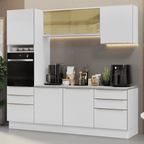 Armário de Cozinha Completa 240 x 60 cm Branco Veludo Lux Madesa 08