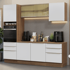 Armário de Cozinha Completa 240 x 60 cm Rustic/Branco Lux Madesa 08