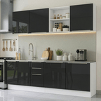 Armário de Cozinha Completa 240 cm Branco/Preto Lux Madesa 09