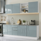 Armário de Cozinha Completa 240 cm Branco/Cinza Lux Madesa 09