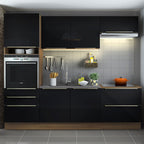 Armário de Cozinha Completa 260cm Rustic/Preto Lux Madesa 01