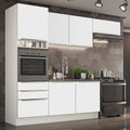 Armário de Cozinha Completa 260 x 60 cm Branco Branco Veludo Lux Madesa 03