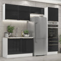 Armário de Cozinha Completa 260 x 60 cm Branco/Preto Lux Madesa 05