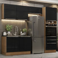Armário de Cozinha Completa 260 x 60 cm Rustic/Preto Lux Madesa 05
