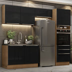 Armário de Cozinha Completa 260 x 60 cm Rustic/Preto Lux Madesa 05