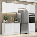 Armário de Cozinha Completa 260 x 60 cm Branco Branco Veludo Lux Madesa 05