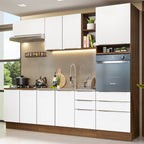 Armário de Cozinha Completa 260cm Rustic/Branco Veludo Lux Madesa 08