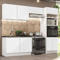 Armário de Cozinha Completa 270 x 60 cm Branco Branco Veludo Lux Madesa 01
