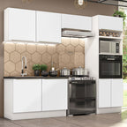 Armário de Cozinha Completa 270 x 60 cm Branco Branco Veludo Lux Madesa 01