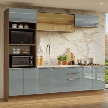 Armário de Cozinha Completa 270 cm Rustic/Cinza Lux Madesa 05