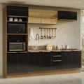 Armário de Cozinha Completa 270 cm Rustic/Preto Lux Madesa 06