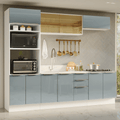 Armário de Cozinha Completa 270 x 60 cm Branco/Cinza Lux Madesa 06