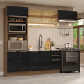 Armário de Cozinha Completa 270 cm Rustic/Preto Lux Madesa 07